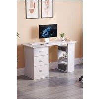 Home Discount Vida Designs Mason 3 Drawer With 3 Shelves Computer Desk Storage Office Study Gaming Table in White