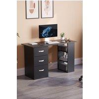Home Discount Vida Designs Mason 3 Drawer With 3 Shelves Computer Desk Storage Office Study Gaming Table in Black