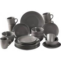 simpa 24PC Grey Glazed Ceramic Stoneware Dinner Set