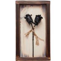 Novecrafto Mountable Wooden Frame with Forged Iron Roses - Ideal Iron Gifts for 6th Anniversary - Wrought Iron & Wood Fusion for Her in Black