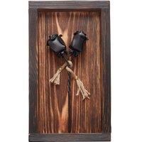 Novecrafto Mountable Wooden Frame with Forged Iron Roses - Ideal Iron Gifts for 6th Anniversary - Wrought Iron & Wood Fusion for Her in True Black