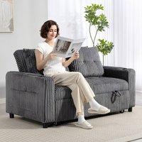 HOMCOM 2 Seater Sofa Bed, Click Clack Pull Out Bed Settee, Charcoal Grey in Dark Grey