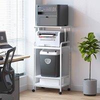 Huhote 4-Tier Printer Stand Printer Cart with Storage Shelf Locking Wheels in White