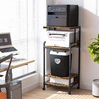 Huhote 4-Tier Printer Stand Printer Cart with Storage Shelf Locking Wheels in Brown