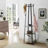 The Bazaarist Industrial Coat Stand with 3 Shelves Ladder Design Hooks in Fawn