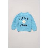 Rock a Bye Baby Boy's Little Star Embroidered Knitted Cardigan in Blue | Size: 0-3 m