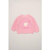 Rock a Bye Baby Girl's Little Love Embroidered Knitted Cardigan in Pink | Size: 6-12 m