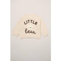 Rock a Bye Baby Boy's Little Bear Embroidered Knitted Cardigan in Light Beige | Size: 6-12 m
