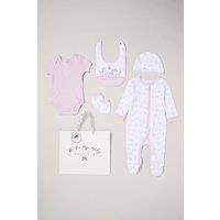 Rock a Bye Baby Girl's 5-Piece Floral Print All in One Baby Gift Set in Pale Lilac | Size: 0-3 m