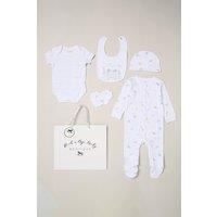 Rock a Bye Baby 5-Piece Animal Rainbow Print All in One Baby Gift Set in White | Size: 3-6 m