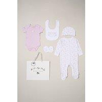 Rock a Bye Baby Girl's 5-Piece Flower Print All in One Baby Gift Set in Purple | Size: 3-6 m