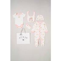 Rock a Bye Baby Girl's 5-Piece Bunny Print All in One Baby Gift Set in Cream | Size: 0-3 m