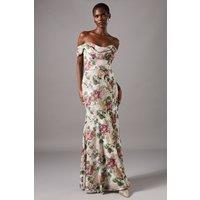 Coast Women's Floral Bardot Maxi Dress in Cream | Size: 14