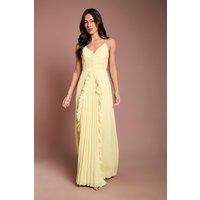 Coast Women's Pleat Detail V Neck Bridesmaid Maxi Dress in Lemon | Size: 14