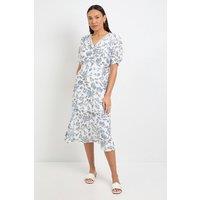 Wallis Women's Summer Floral Button Tea Dress in Ivory | Size: 18