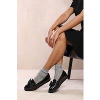 Where's That From Women's 'Alpha' School Flat Bow Loafers in Black | Size: 4