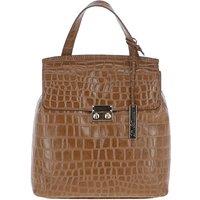 Ashwood Leather Women's Croc Print Real Leather Backpack in Tan