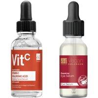 Dr. Botanicals Women's Vitamin C & Hyaluronic Acid Anti-Ageing Serum 30ml + Vegan Collagen Repairing Eye Serum 15ml in White