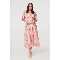 Izabel London Women's Relaxed 3/4 Sleeve Empire Maxi Dress in Pink | Size: 8
