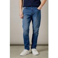 Burton Men's Mid Wash Stretch Slim Fit Jeans in Mid Blue | Size: 36R