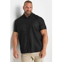 BadRhino Men's Short Sleeve Oxford Cotton Shirt in Black | Size: 1XL