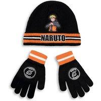 Naruto Men's Beanie & Gloves Set | Boys Black | Official Merch