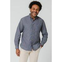 Dobell Men's Blue Chambray Oxford Shirt | Size: Small