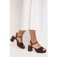 Oasis Women's Carolynne Faux Suede Block Heel Open Toe Platform Sandals in Chocolate | Size: 6