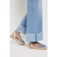 Oasis Women's Sidnie Crochet Detail Woven Espadrille Sandals in Blue | Size: 7