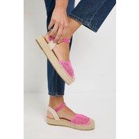 Oasis Women's Sidnie Crochet Detail Woven Espadrille Sandals in Pink | Size: 7
