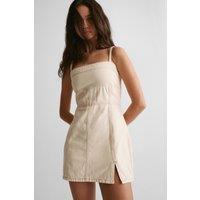 NastyGal Women's The Denim Strappy Mini Dress in Ecru | Size: 18