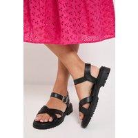 Dorothy Perkins Women's Elidi Cross Strap Chunky Sandals in Black | Size: 7