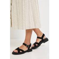 Dorothy Perkins Women's Elidi Cross Strap Chunky Sandals in Natural Black | Size: 3