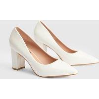 Wallis Women's Elaina Faux Leather Block Heel Court Shoes in White | Size: 4