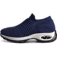 MODISHION Women's Breathable Lightweight Slip-on Sneakers in Navy | Size: 6