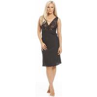Camille Women's Classic Lace Chemise Full Slip in Black | Size: 12