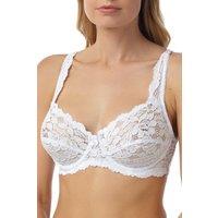 Camille Women's Classic Underwired Floral Lace Bra in White | Size: 42D