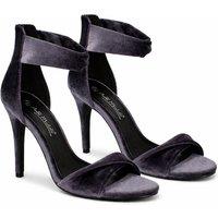 Anne Michelle Women's Velvet Twist Strap Stiletto Heel in Grey | Size: 4