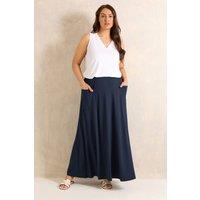 Evans Women's Stretch Jersey Maxi Skirt in Dark Navy | Size: 16