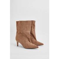 Oasis Women's Betty Faux Suede Medium Heel Pointed Boots in Camel | Size: 5