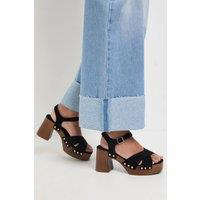 Oasis Women's Maddy Faux Suede High Heel Chunky Platform Sandals in Natural Black | Size: 8