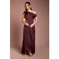 Coast Women's Fallen Shoulder Bow Detail Bridesmaid Maxi Dress in Espresso | Size: 12