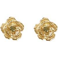Harfi Women's Peridot August Birthstone Poppy Birthflower Gold Plated Stud Earrings