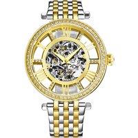 STHRLING Original Women's Delphi 3944 Automatic Skeleton Wrist Watch 38mm Case Stainless steel link bracelet in Gold