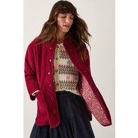 Monsoon Women's Mandy Corduroy Quilted Jacket Red in Burgundy | Size: Medium