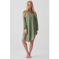 British Boxers Women's "Shrub Sage Flower" Crisp Cotton Nightshirt in Pale Green | Size: Medium