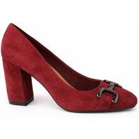 Spot On Women's Block Heel Court Shoes with Metal Horsebit Detail in Burgundy | Size: 3