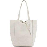 Kitise Women's Large Genuine Italian Soft Leather Tie Closure Tote Bag in Beige