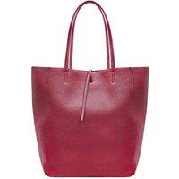 Kitise Women's Large Genuine Italian Soft Leather Tie Closure Tote Bag in Burgundy