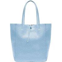 Kitise Women's Large Genuine Italian Soft Leather Tie Closure Tote Bag in Light Blue